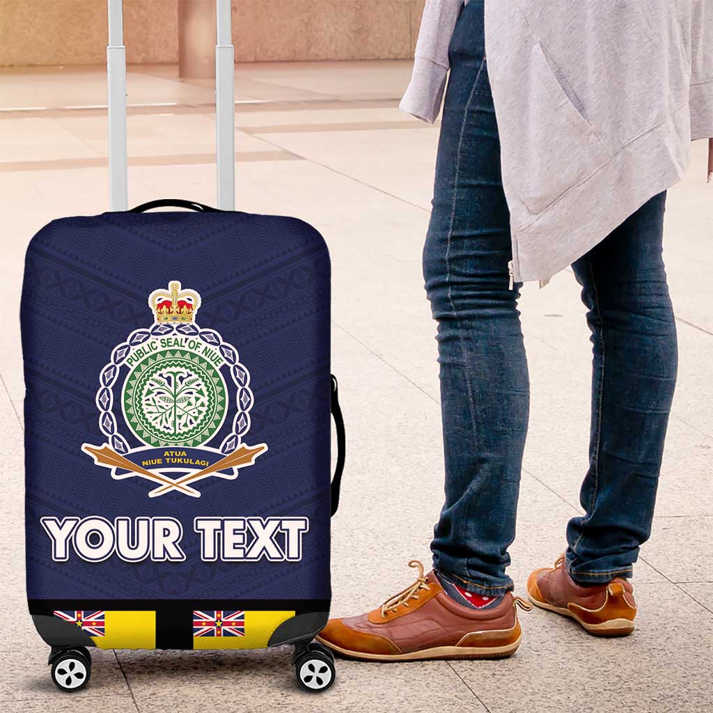 Niue Merry Christmas Luggage Cover Santa Suit Style With Hiapo Pattern LT03 Blue - Polynesian Pride
