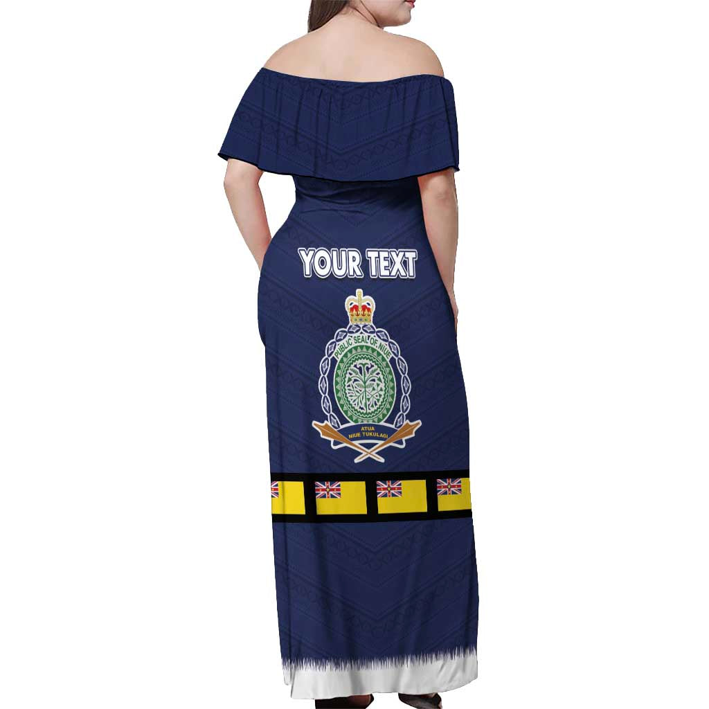 Niue Merry Christmas Off Shoulder Maxi Dress Santa Suit Style With Hiapo Pattern LT03 - Polynesian Pride