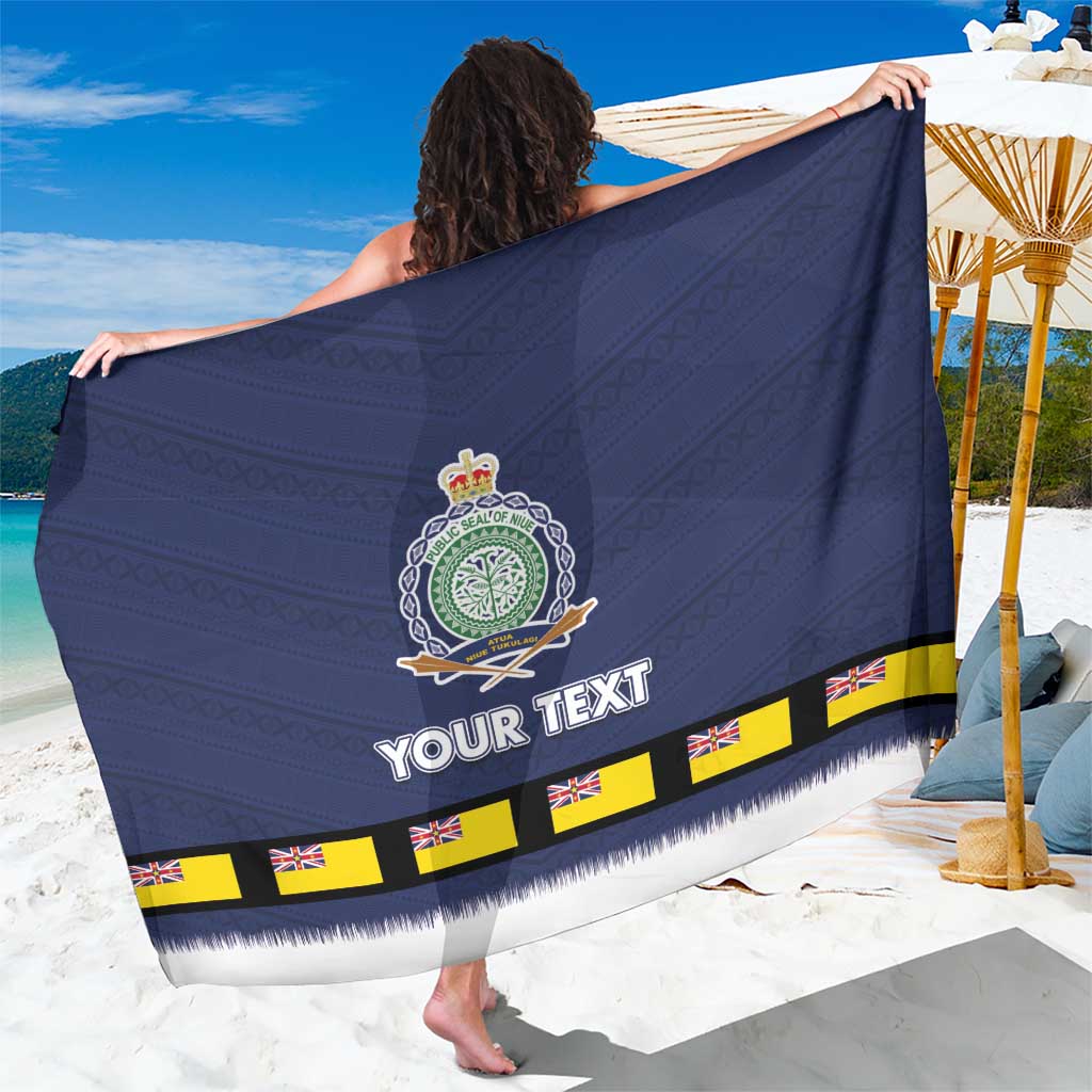Niue Merry Christmas Sarong Santa Suit Style With Hiapo Pattern LT03 One Size 44 x 66 inches Blue - Polynesian Pride