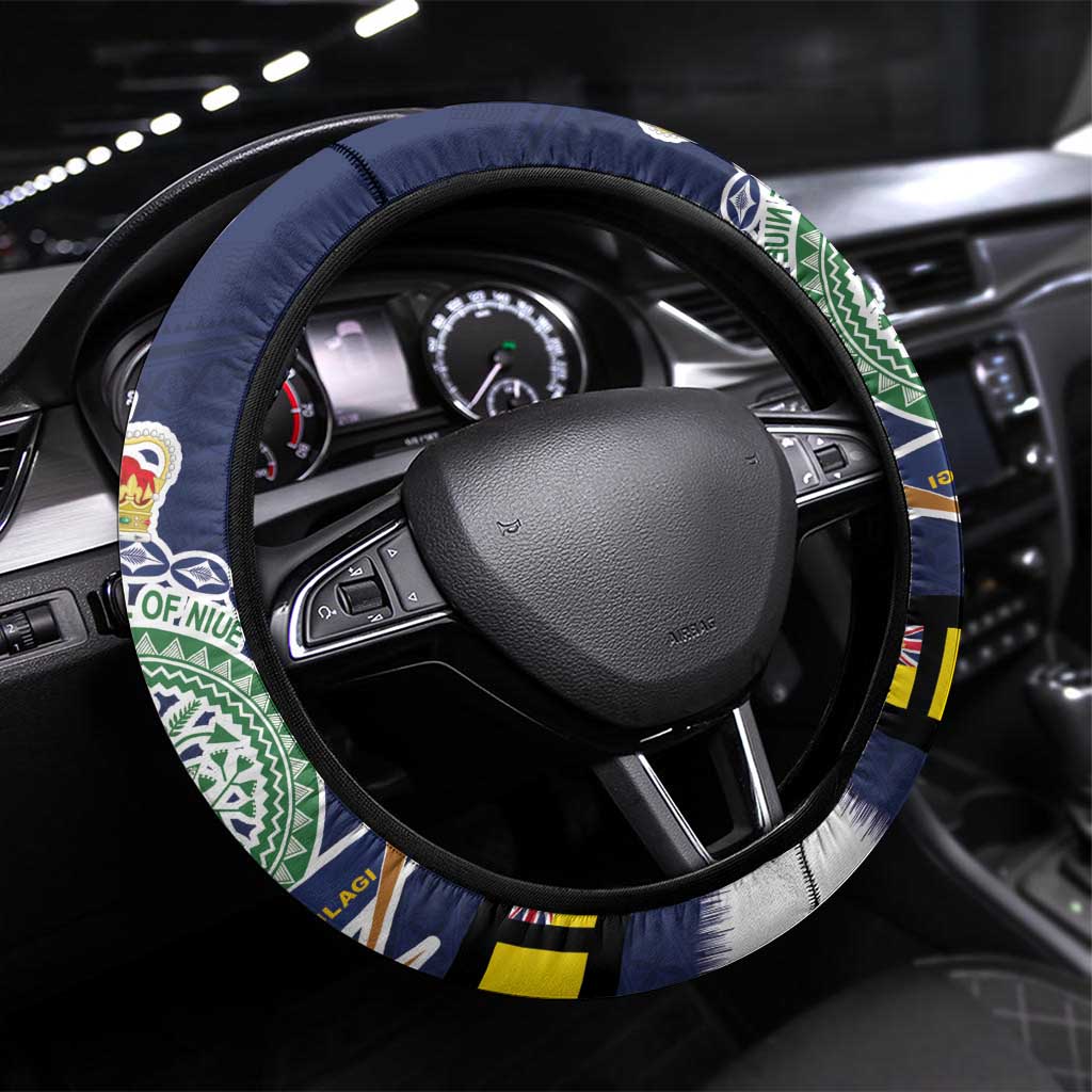 Niue Merry Christmas Steering Wheel Cover Santa Suit Style With Hiapo Pattern