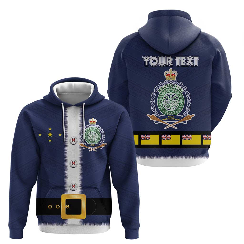 Niue Merry Christmas Zip Hoodie Santa Suit Style With Hiapo Pattern LT03 - Polynesian Pride