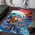 Hawaiian Mele Kalikimaka Area Rug Santa Claus Driving The Whale with Sunset Ocean Landscape