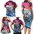 Hawaiian Mele Kalikimaka Family Matching Long Sleeve Bodycon Dress and Hawaiian Shirt Santa Claus Driving The Whale with Sunset Ocean Landscape