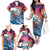 Hawaiian Mele Kalikimaka Family Matching Off The Shoulder Long Sleeve Dress and Hawaiian Shirt Santa Claus Driving The Whale with Sunset Ocean Landscape