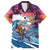 Hawaiian Mele Kalikimaka Family Matching Off Shoulder Maxi Dress and Hawaiian Shirt Santa Claus Driving The Whale with Sunset Ocean Landscape