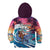 Hawaiian Mele Kalikimaka Kid Hoodie Santa Claus Driving The Whale with Sunset Ocean Landscape