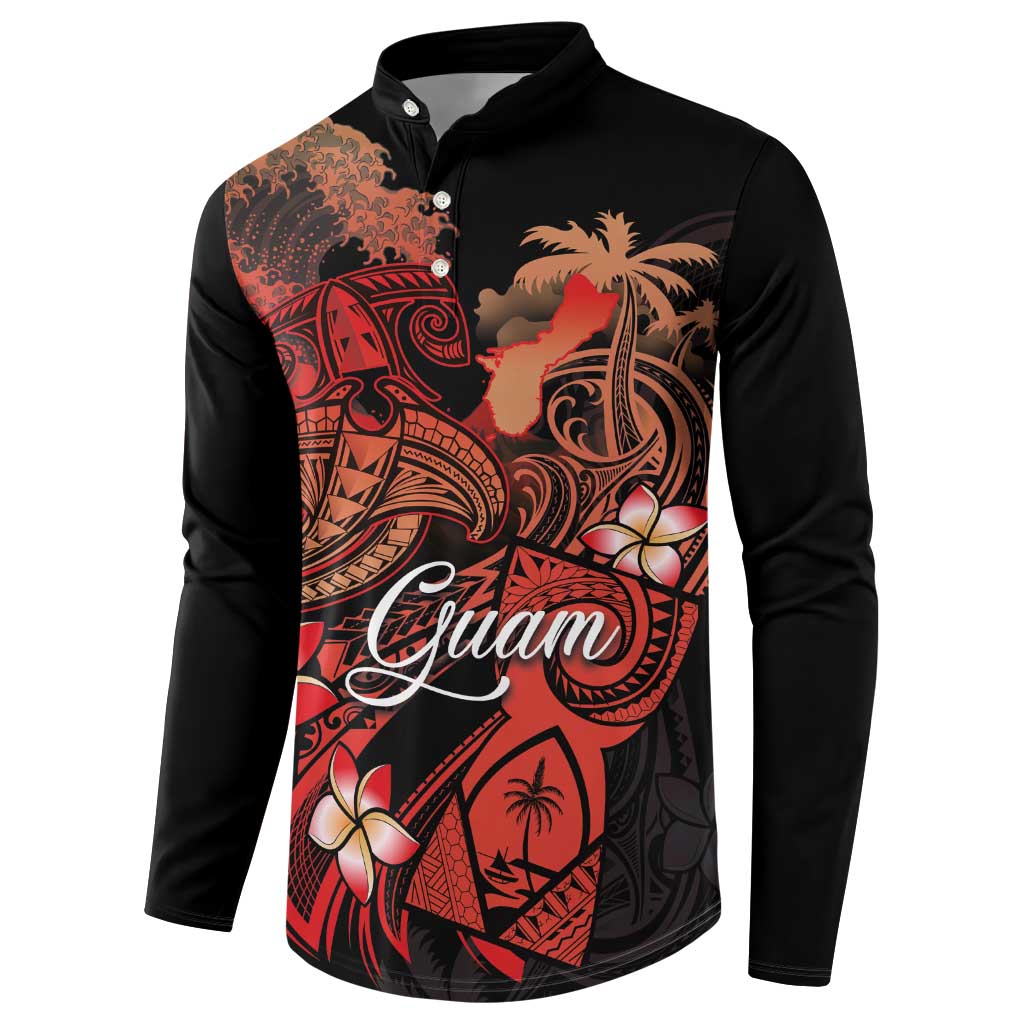 Guam Tribal Chamorro Button Sweatshirt Polynesian Shark with Plumeria and Sea Vibe LT03 - Polynesian Pride