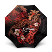 Guam Tribal Chamorro Umbrella Polynesian Shark with Plumeria and Sea Vibe LT03 One Size Folded 11.42 inch Opened Diameter 37.4 inch Black - Polynesian Pride