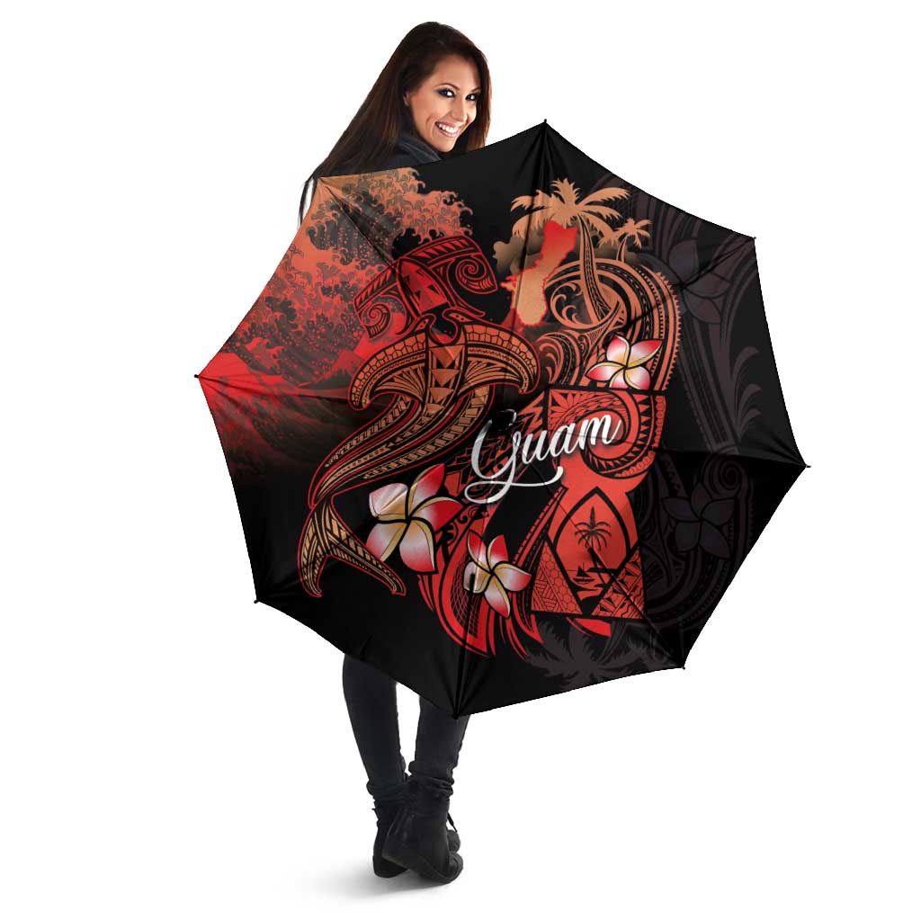 Guam Tribal Chamorro Umbrella Polynesian Shark with Plumeria and Sea Vibe LT03 - Polynesian Pride