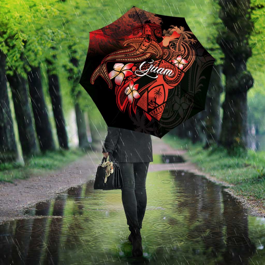 Guam Tribal Chamorro Umbrella Polynesian Shark with Plumeria and Sea Vibe LT03 - Polynesian Pride