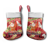 Hawaii Santa Mele Kalikimaka Christmas Stocking Tropical Puakenikeni Lei with Polynesian Tribal Pattern LT03 - Polynesian Pride