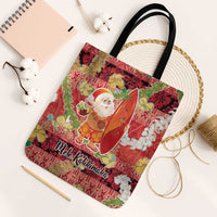 Hawaii Santa Mele Kalikimaka Tote Bag Tropical Puakenikeni Lei with Polynesian Tribal Pattern LT03 Black Strap One Size Red - Polynesian Pride