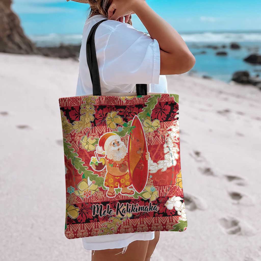 Hawaii Santa Mele Kalikimaka Tote Bag Tropical Puakenikeni Lei with Polynesian Tribal Pattern LT03 - Polynesian Pride