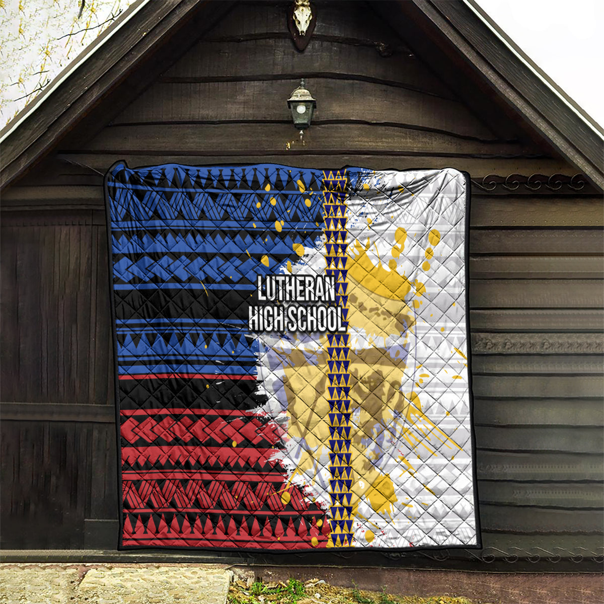 Hawaii Lutheran High School Quilt Kakau Pattern Splash Style LT03 - Polynesian Pride