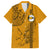 Nanakuli High and Intermediate School Family Matching Off Shoulder Long Sleeve Dress and Hawaiian Shirt Tribal Kakau Pattern LT03 Dad's Shirt - Short Sleeve Yellow - Polynesian Pride