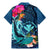 Hawaii Family Matching Mermaid Dress and Hawaiian Shirt Whale Mix Hibiscus and Kanaka Maoli Blue Version LT03 - Polynesian Pride