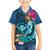 Hawaii Family Matching Off Shoulder Maxi Dress and Hawaiian Shirt Whale Mix Hibiscus and Kanaka Maoli Blue Version LT03 Son's Shirt Blue - Polynesian Pride