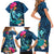 Hawaii Family Matching Short Sleeve Bodycon Dress and Hawaiian Shirt Whale Mix Hibiscus and Kanaka Maoli Blue Version LT03 - Polynesian Pride