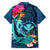 Hawaii Family Matching Tank Maxi Dress and Hawaiian Shirt Whale Mix Hibiscus and Kanaka Maoli Blue Version LT03 - Polynesian Pride