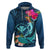 Hawaii Hoodie Whale Mix Hibiscus and Kanaka Maoli Blue Version LT03 Pullover Hoodie Blue - Polynesian Pride