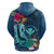 Hawaii Hoodie Whale Mix Hibiscus and Kanaka Maoli Blue Version LT03 - Polynesian Pride