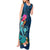 Hawaii Tank Maxi Dress Whale Mix Hibiscus and Kanaka Maoli Blue Version LT03 - Polynesian Pride