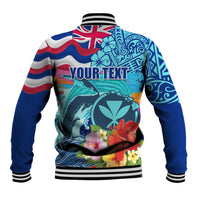 Hawaii Race For Whales Baseball Jacket Flag and Polynesian Hibiscus LT03 - Polynesian Pride