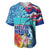 Hawaii Race For Whales Baseball Jersey Flag and Polynesian Hibiscus LT03 Blue - Polynesian Pride