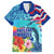 Hawaii Race For Whales Family Matching Long Sleeve Bodycon Dress and Hawaiian Shirt Flag and Polynesian Hibiscus LT03 Dad's Shirt - Short Sleeve Blue - Polynesian Pride