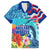 Hawaii Race For Whales Family Matching Short Sleeve Bodycon Dress and Hawaiian Shirt Flag and Polynesian Hibiscus LT03 Dad's Shirt - Short Sleeve Blue - Polynesian Pride