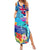 Hawaii Race For Whales Family Matching Summer Maxi Dress and Hawaiian Shirt Flag and Polynesian Hibiscus LT03 Mom's Dress Blue - Polynesian Pride