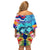 Hawaii Race For Whales Off Shoulder Short Dress Flag and Polynesian Hibiscus LT03 - Polynesian Pride