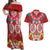 Polynesian Valentine Day Couples Matching Off Shoulder Maxi Dress and Hawaiian Shirt Love Couple Turtle Maori Hibiscus Red Style LT03 Red - Polynesian Pride