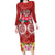 Polynesian Valentine Day Family Matching Long Sleeve Bodycon Dress and Hawaiian Shirt Love Couple Turtle Maori Hibiscus Red Style LT03 Mom's Dress Red - Polynesian Pride