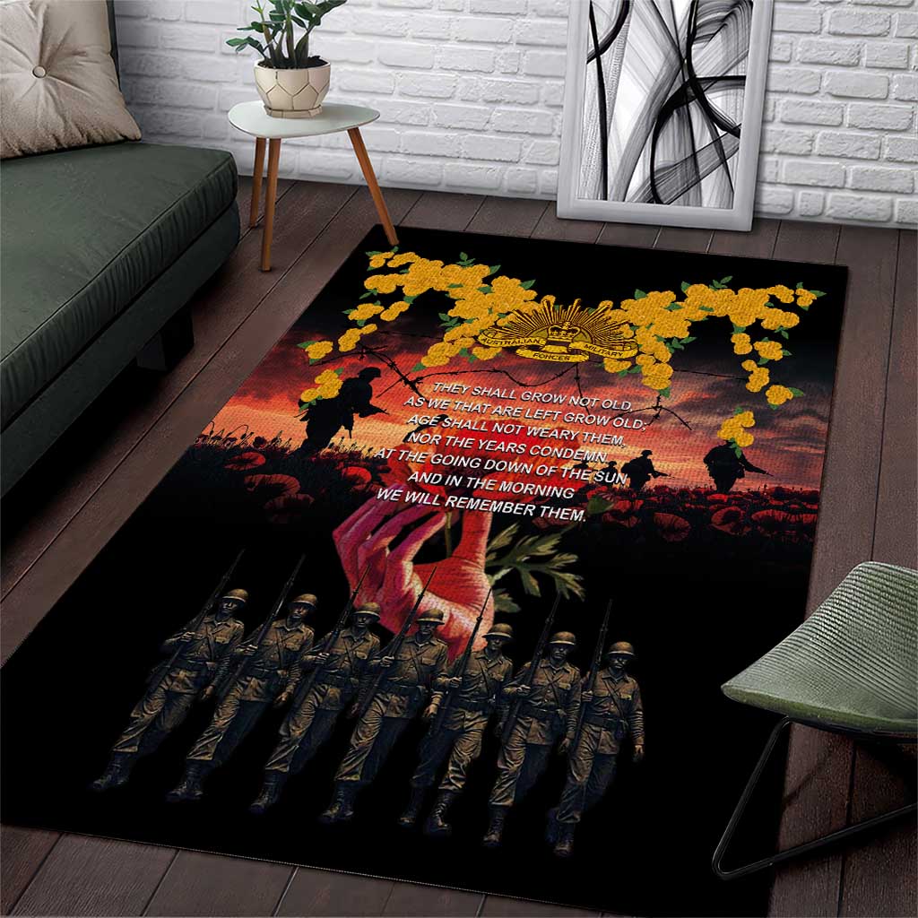 Australia ANZAC Day Area Rug Forever in My Thoughts LT03 Black - Polynesian Pride