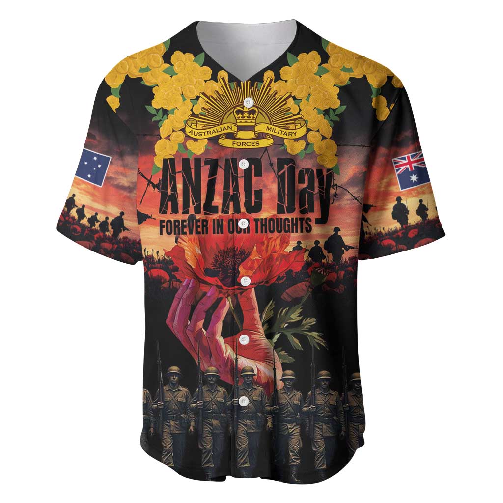 Australia ANZAC Day Baseball Jersey Forever in My Thoughts LT03 Black - Polynesian Pride