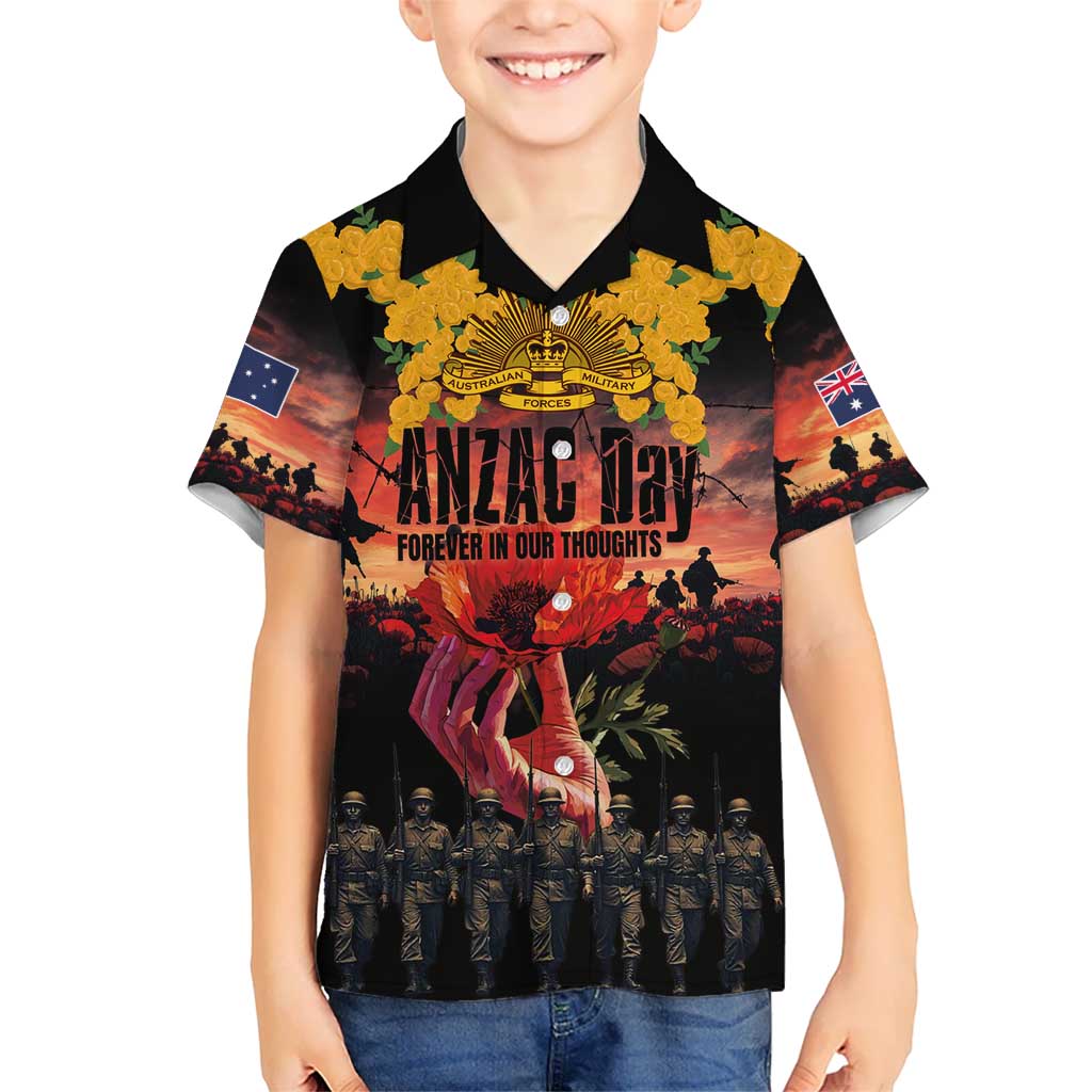 Australia ANZAC Day Kid Hawaiian Shirt Forever in My Thoughts LT03 Kid Black - Polynesian Pride