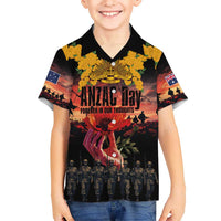 Australia ANZAC Day Kid Hawaiian Shirt Forever in My Thoughts LT03 Kid Black - Polynesian Pride