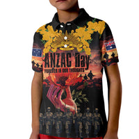 Australia ANZAC Day Kid Polo Shirt Forever in My Thoughts LT03 Kid Black - Polynesian Pride