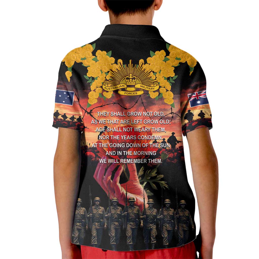 Australia ANZAC Day Kid Polo Shirt Forever in My Thoughts LT03 - Polynesian Pride