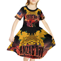 Australia ANZAC Day Kid Short Sleeve Dress Forever in My Thoughts LT03 - Polynesian Pride