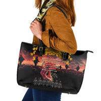 Australia ANZAC Day Leather Tote Bag Forever in My Thoughts LT03 Black - Polynesian Pride
