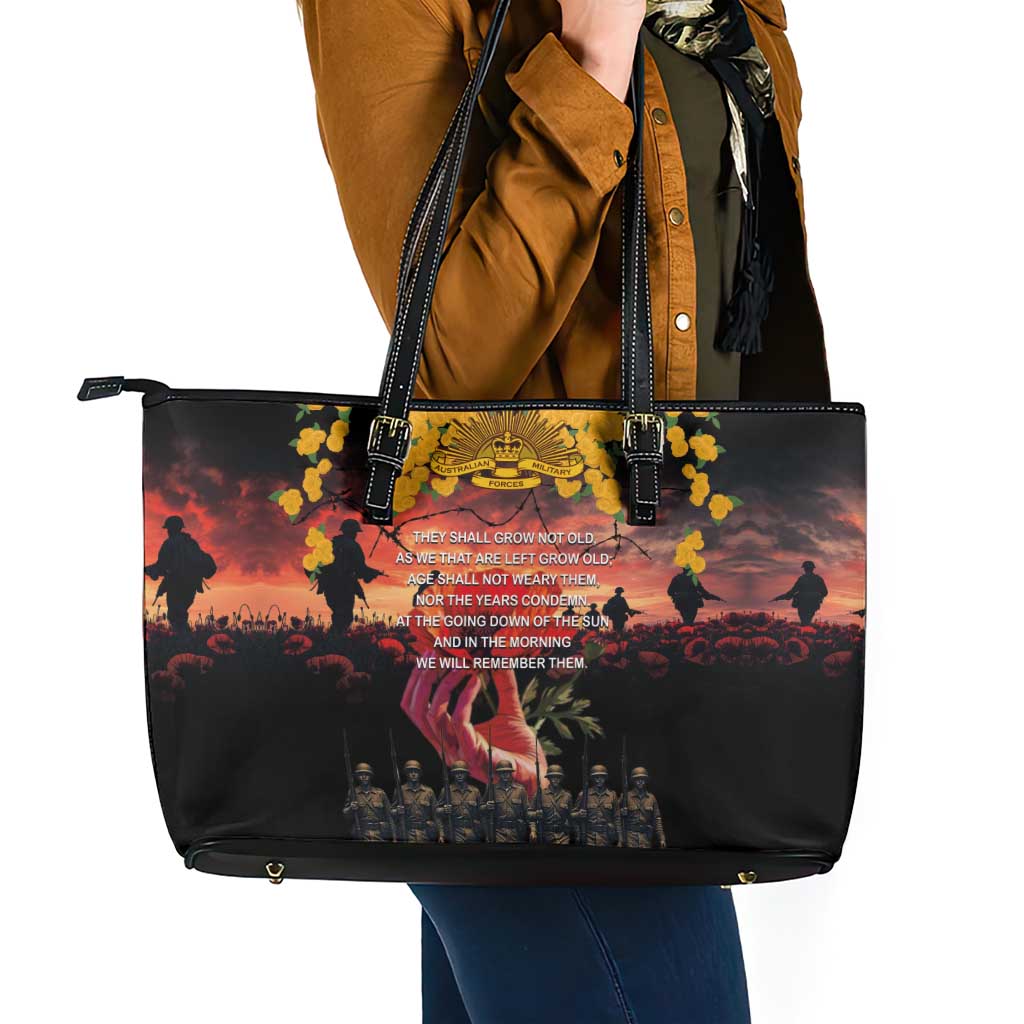 Australia ANZAC Day Leather Tote Bag Forever in My Thoughts LT03 - Polynesian Pride