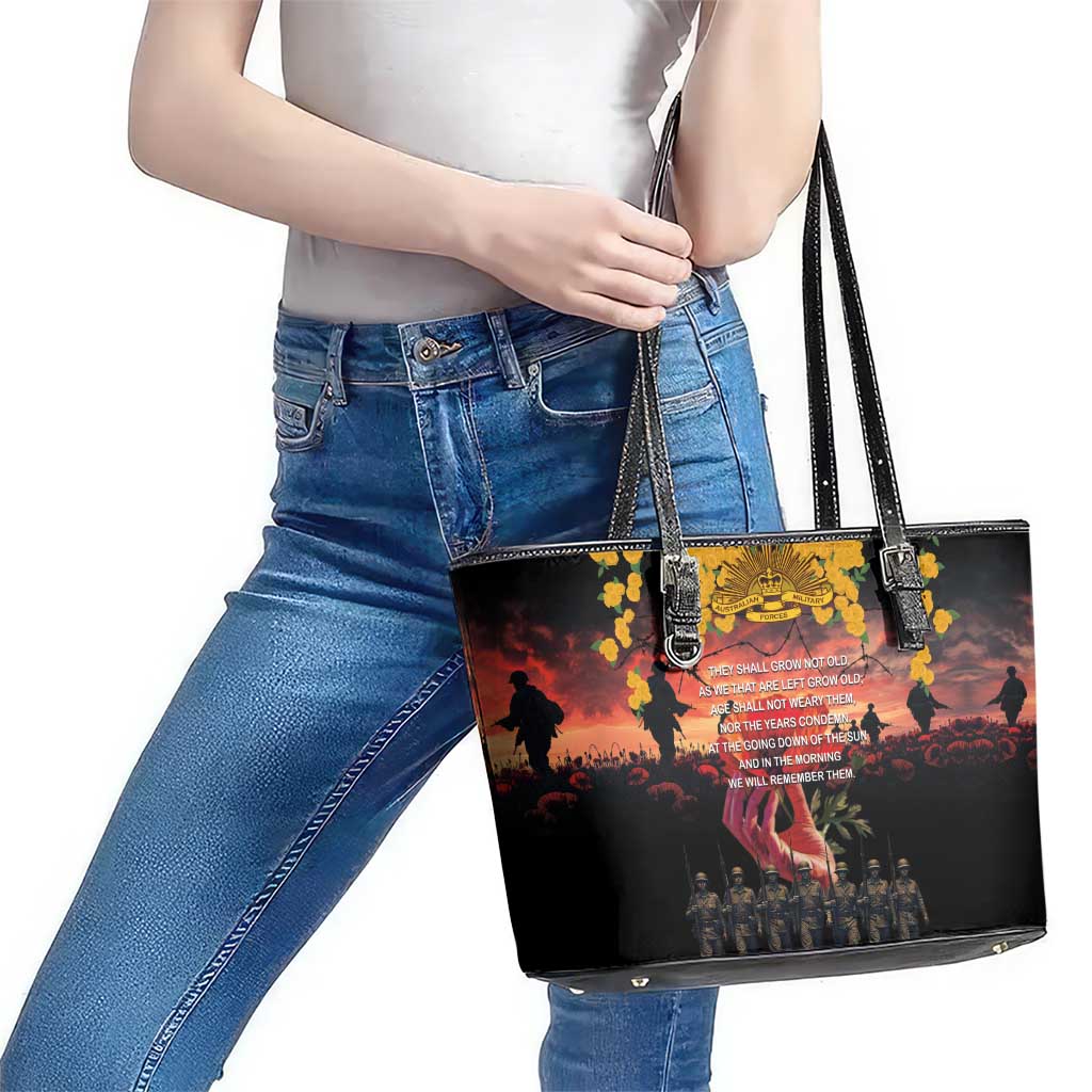 Australia ANZAC Day Leather Tote Bag Forever in My Thoughts LT03 - Polynesian Pride