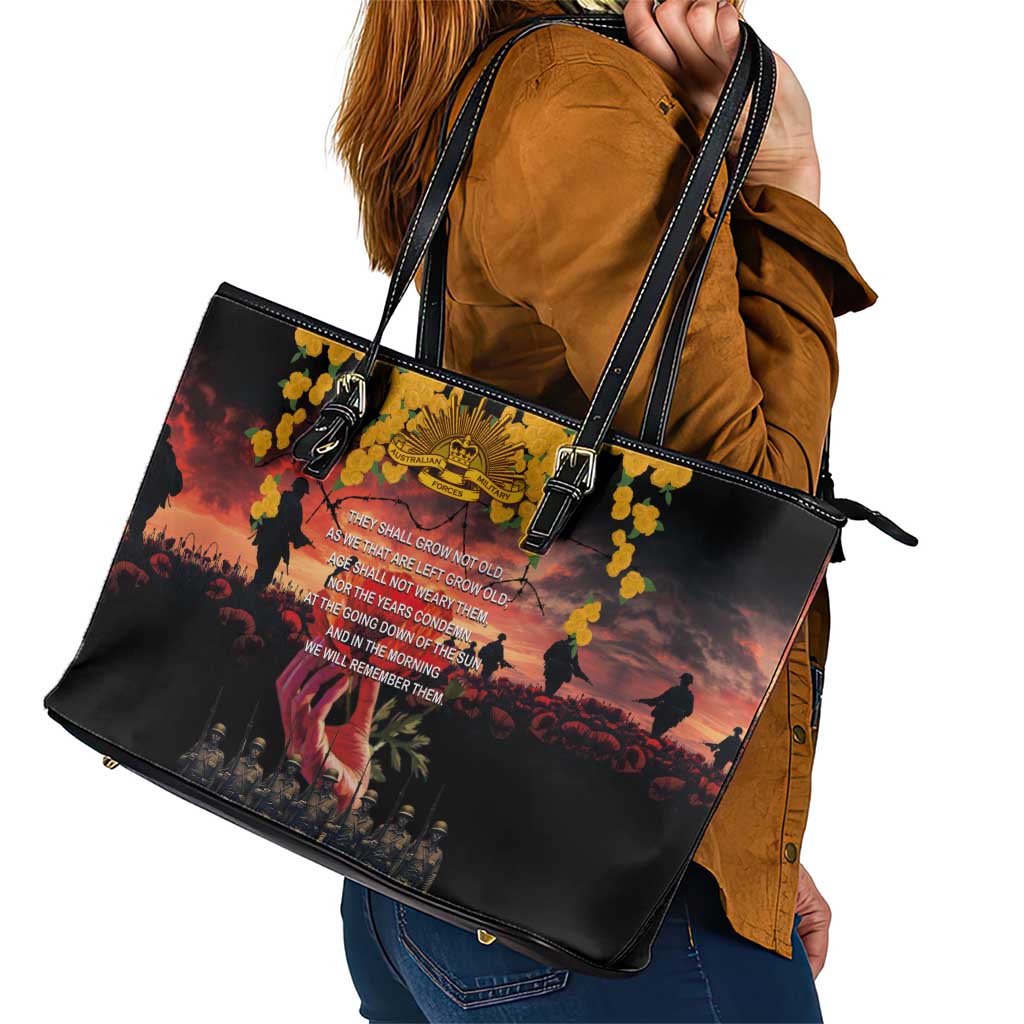 Australia ANZAC Day Leather Tote Bag Forever in My Thoughts LT03 - Polynesian Pride