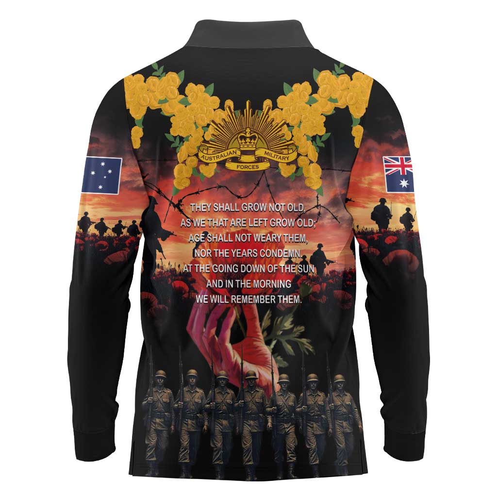 Australia ANZAC Day Long Sleeve Polo Shirt Forever in My Thoughts LT03 - Polynesian Pride