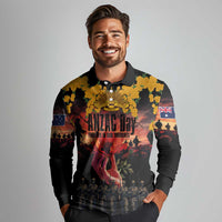 Australia ANZAC Day Long Sleeve Polo Shirt Forever in My Thoughts LT03 - Polynesian Pride