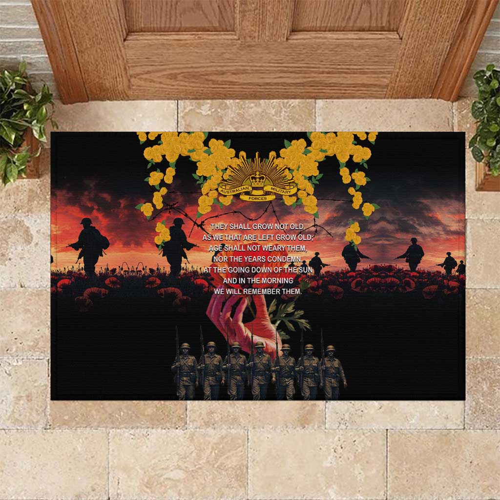 Australia ANZAC Day Rubber Doormat Forever in My Thoughts LT03 Black - Polynesian Pride