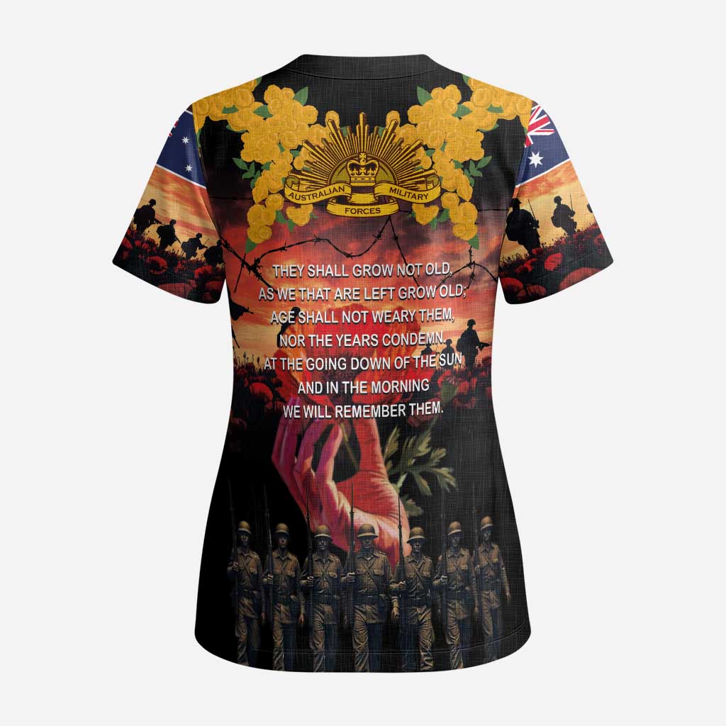 Australia ANZAC Day Scrub Top Forever in My Thoughts LT03 - Polynesian Pride