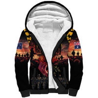 Australia ANZAC Day Sherpa Hoodie Forever in My Thoughts LT03 Unisex Black - Polynesian Pride